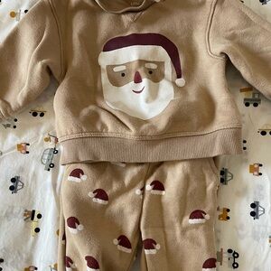 Santa Face Tan Baby Outfit